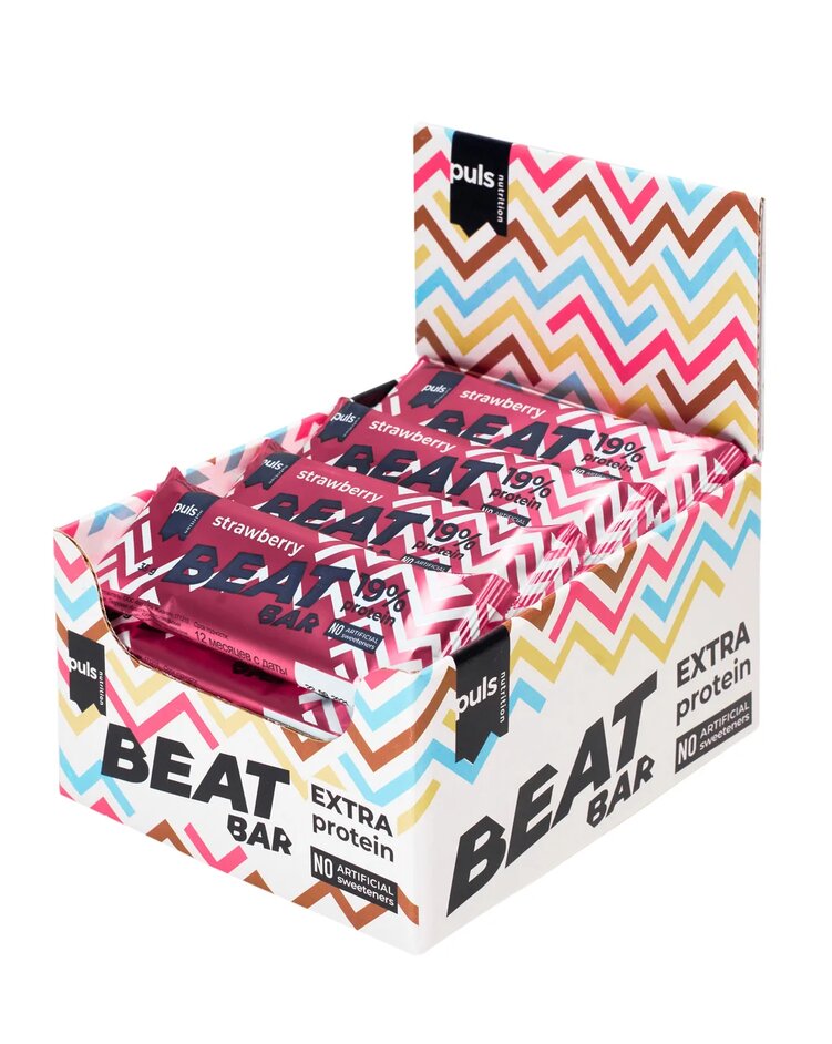 фото Протеиновый батончик puls nutrition beat bar клубника 35г по 20 шт