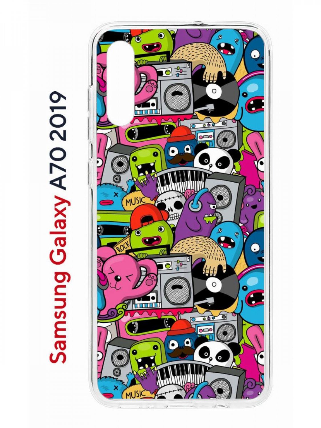 Чехол на Samsung Galaxy A70 Kruche Print Monsters music,противоударный силиконовый бампер