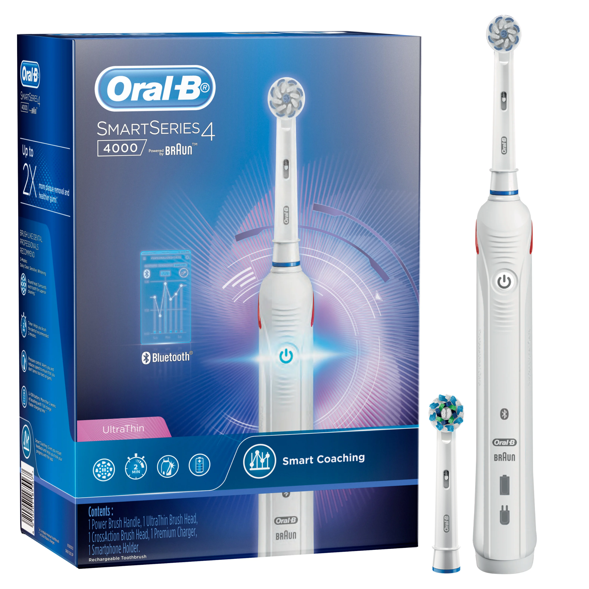 Электрическая зубная щетка Oral-B Smart Series 4 4000 белый аккумулятор для зубной щетки oral b 4000 5000 43мм