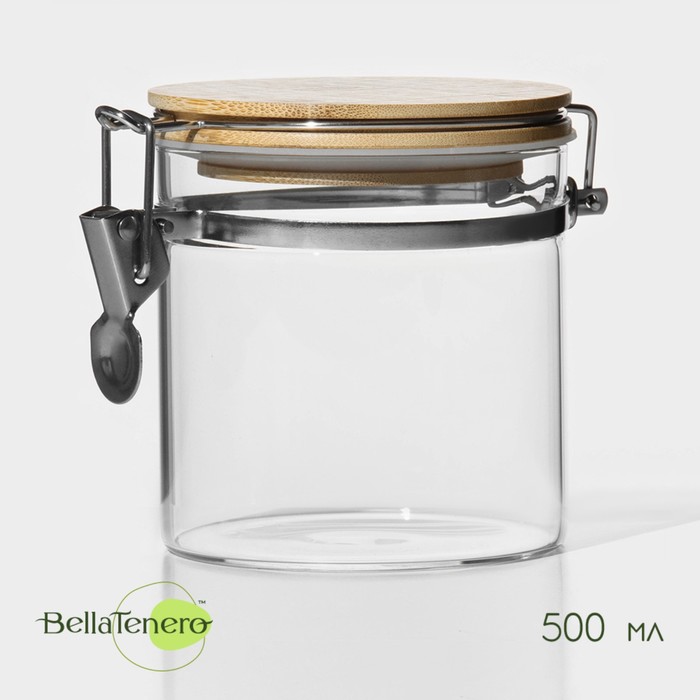 Банка стеклянная для сыпучих продуктов с бугельным замком BellaTenero «Эко», 500 мл, 10x10