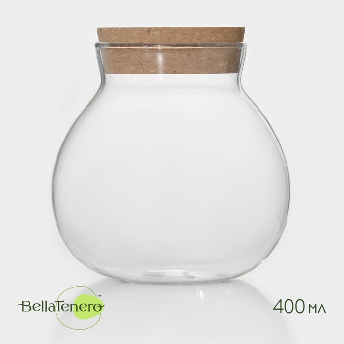 Банка стеклянная для сыпучих продуктов с пробковой крышкой BellaTenero «Бабл», 400 мл, 10x
