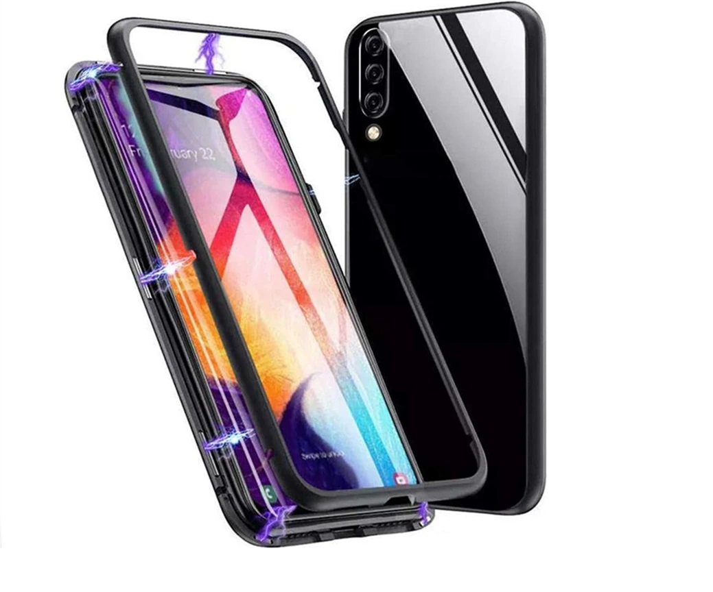 

Металлический бампер 360 со стеклом сзади на магнитах для Huawei Mate 20 lite