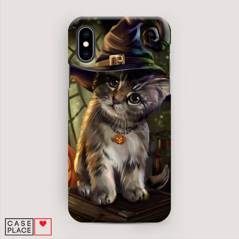 

Пластиковый чехол "Кот на Хэллоуин" на Apple iPhone XS (10S), 11820-1