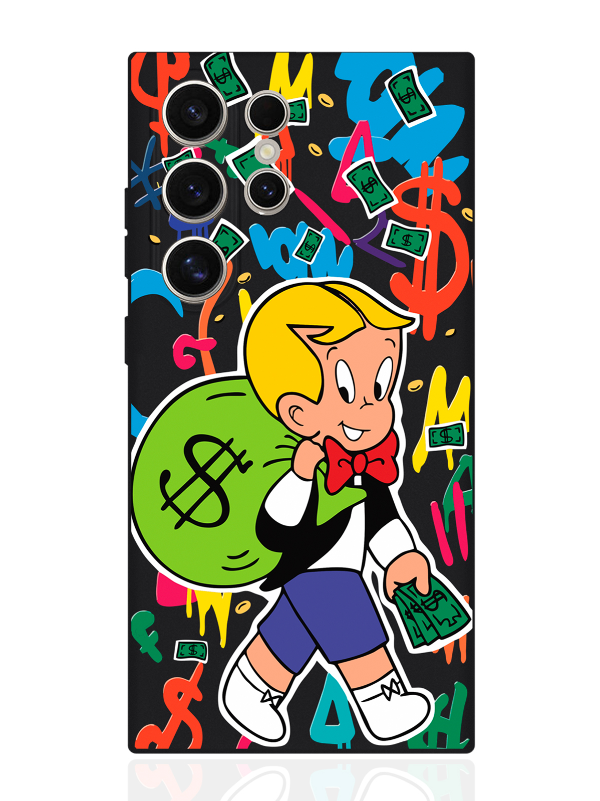 

Чехол для смартфона Samsung S24 Ultra черный силиконовый Monopoly Richie Rich, Разноцветный, Samsung