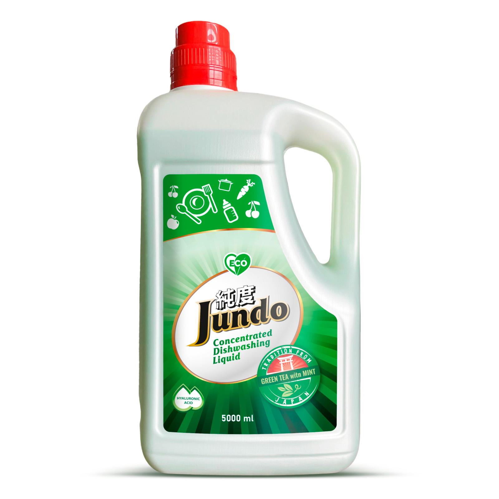 Гель для мытья посуды и детских принадлежностей Jundo Эко Концентрат Зеленый чай 5 л