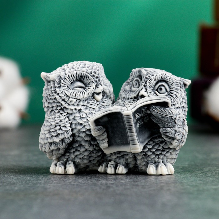 

Фигура Сувениры из мраморной крошки Два совенка с книгой 55см, Серый
