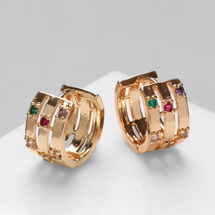

Серьги конго из бижутерного сплава; меди Queen fair 9912367, фианит, 9912367