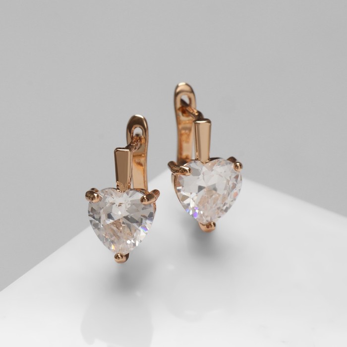 

Серьги классические из бижутерного сплава; меди Queen fair 9912363, фианит, 9912363