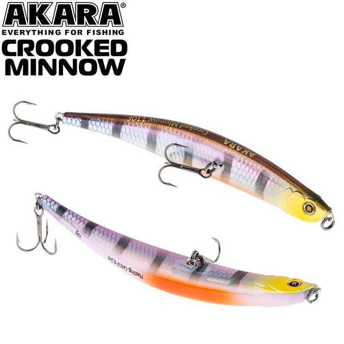 

Воблер Akara Crooked Minnow 110F 10 гр 5/14 oz 4,3 in A209, Разноцветный, Crooked Minnow