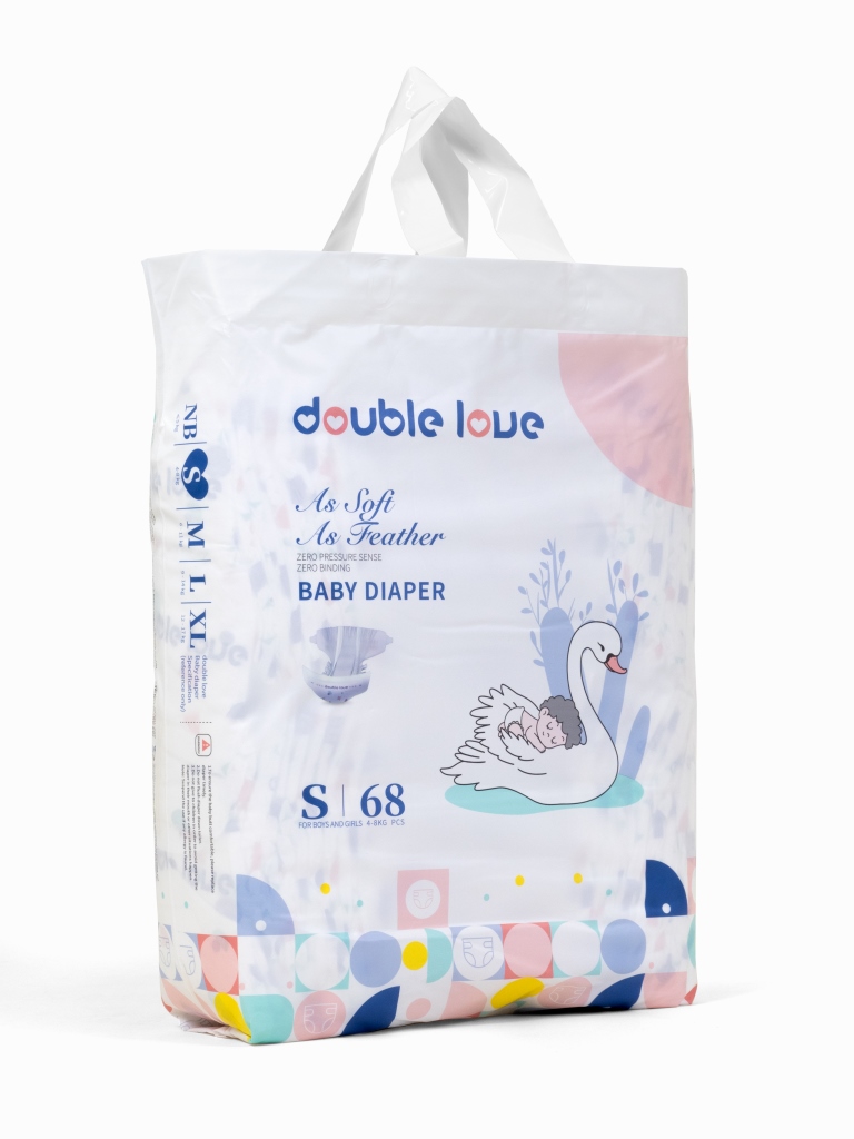 Подгузники Double love S:3-8кг 68шт 1уп