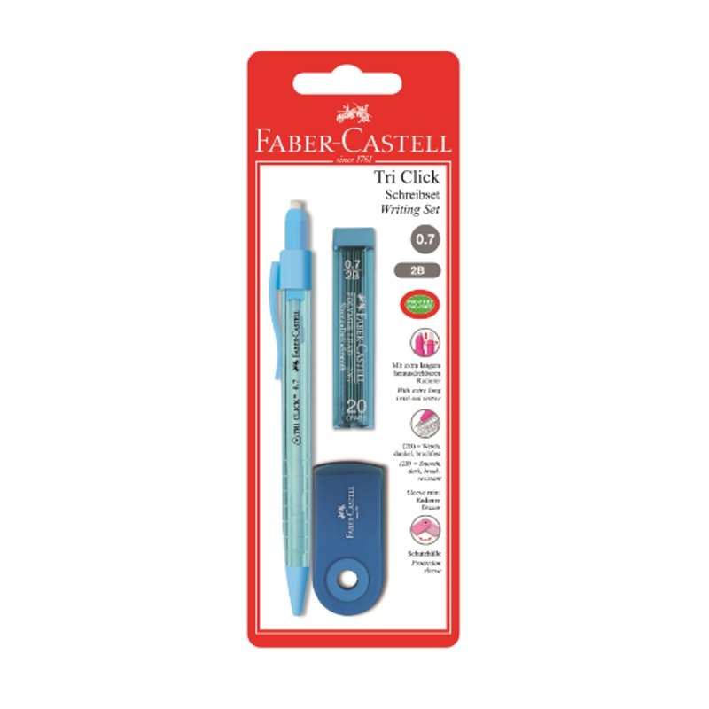 Faber-Castell 2B, грифели 20 шт, 0,7 мм и ластик, 54х25х13 мм