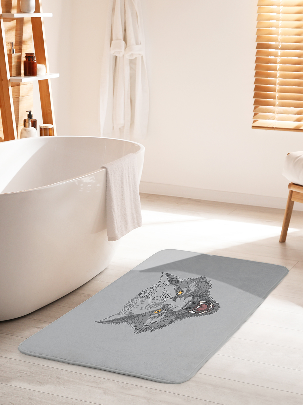 

Коврик для ванной туалета душа JoyArty "Серый волк", bath_431025_60x100