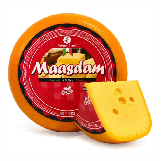 Сыр полутвердый Азбука Сыра Маасдам 45% БЗМЖ
