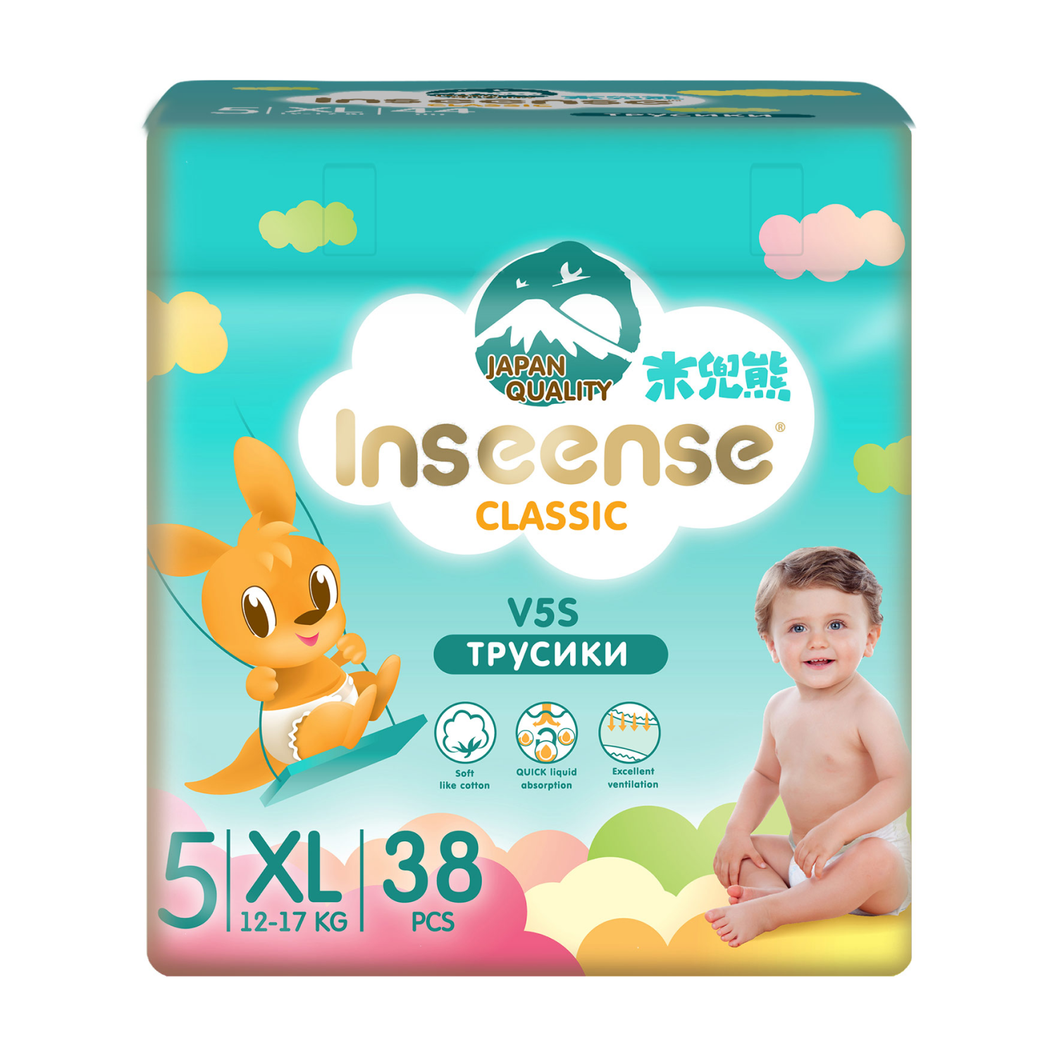 фото Подгузники-трусики inseense classic xl 12-17 кг., 38 шт. inscv5sxl38emer