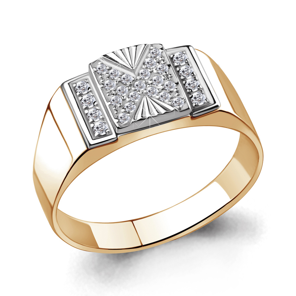 

Кольцо печатка из серебра с фианитом р. 21 Aquamarine 62026А_925_з, 62026А_925_з