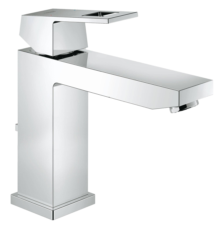 

Смеситель для раковины GROHE Eurocube с донным клапаном, хром (23445000), Серебристый