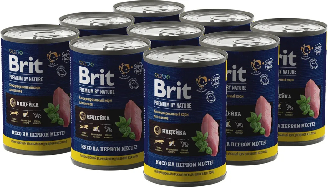 

Консервы для щенков Brit Premium By Nature с индейкой, 9 шт по 410 г, Brit Premium by Nature влажный корм для щенков всех пород, с индейкой (9шт в уп) (410 гр)