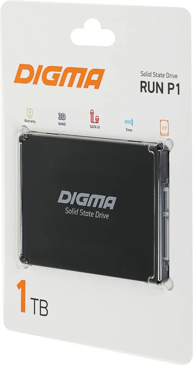 

SSD накопитель DIGMA RUN P1 2.5" 1 ТБ (DGSR2001TP13T), RUN P1