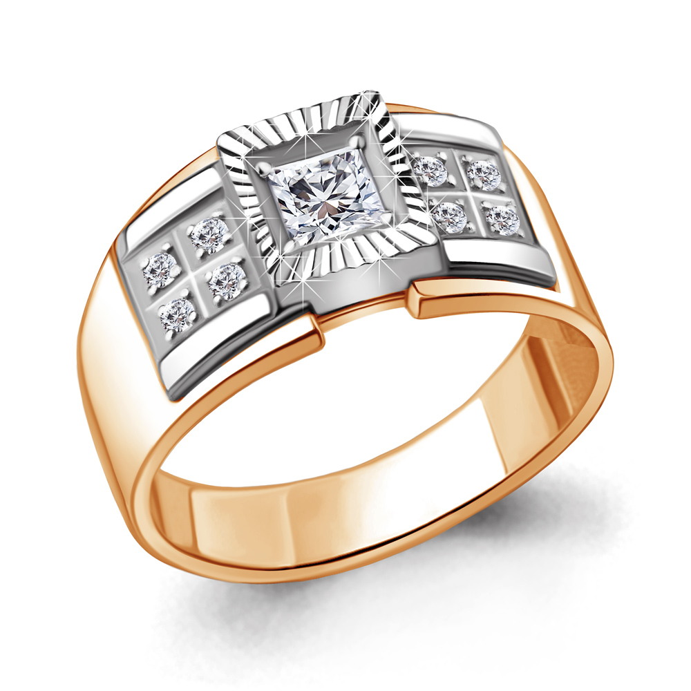 

Кольцо печатка из серебра с фианитом р. 20 Aquamarine 62050А_925_з, 62050А_925_з