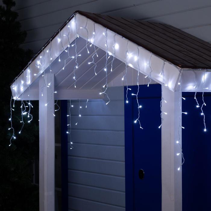 

Гирлянда Бахрома 4 x 0.6 м, IP44, прозрачная нить, 180 LED, свечение белое, мерцание белым