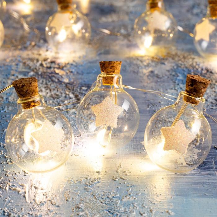 фото Световая гирлянда новогодняя luazon lighting шарики со звездой р00011586 1,6м белый теплый