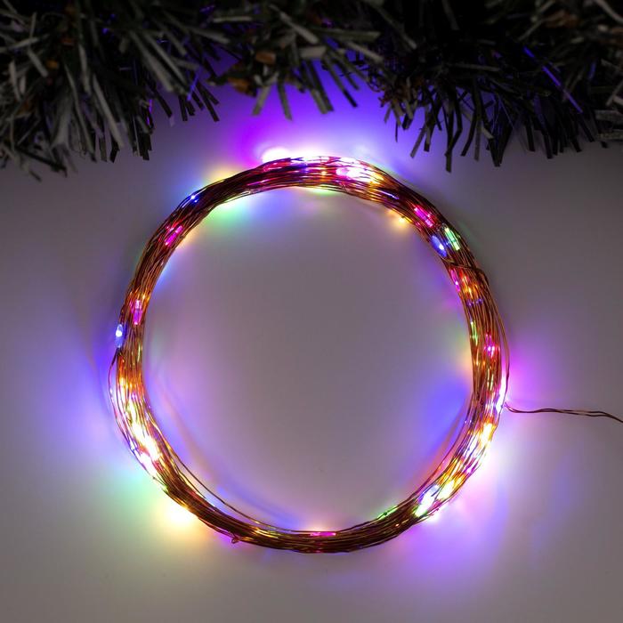 фото Гирлянда нить 10 м роса, ip20, медная нить, 100 led, свечение мульти, 12 в luazon lighting