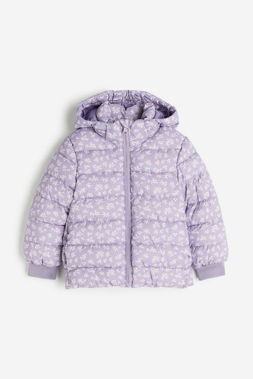

Пуховик детский H&M 1212722, Светло-фиолетовый/цветочный, 92, 1212722