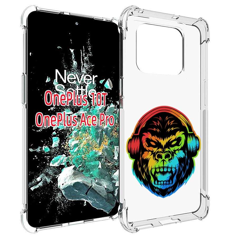 

Чехол MyPads Горилла-в-наушниках для OnePlus 10T, Прозрачный, Tocco