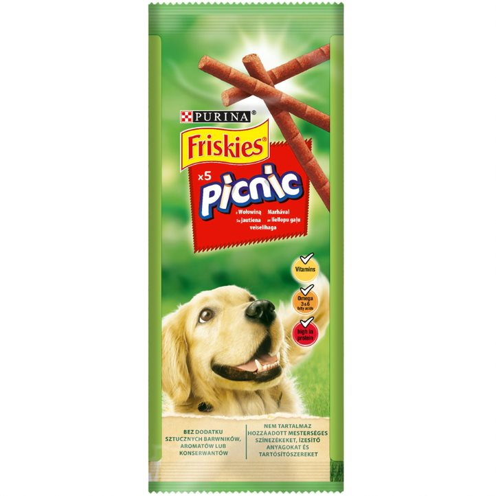 фото Лакомство для собак friskies picnic, для взрослых, палочки, говядина, 42г