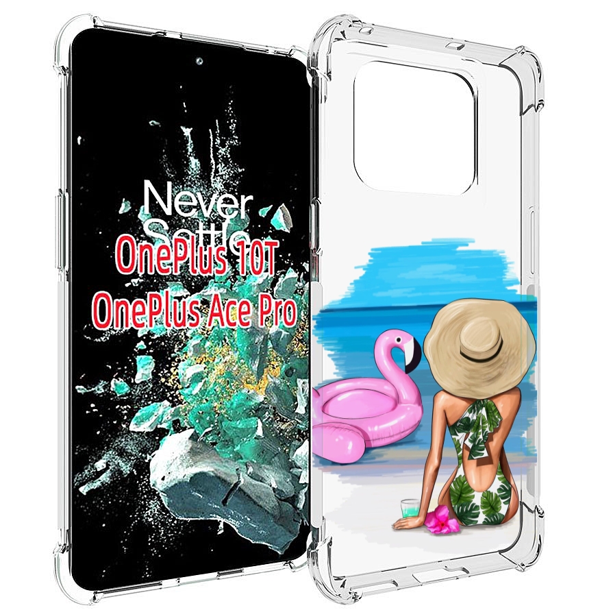 

Чехол MyPads Девушка-и-фламинго женский для OnePlus 10T, Прозрачный, Tocco