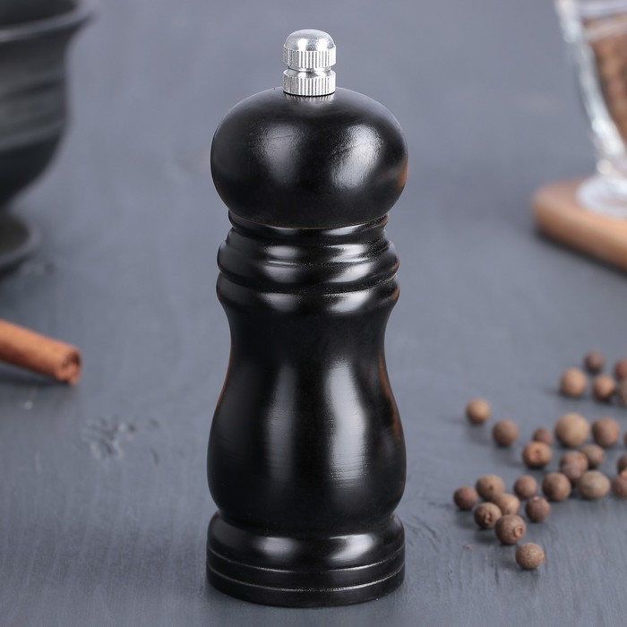 

Мельница, 13x4,5 см, металлический механизм, цвет чёрное дерево, Черный