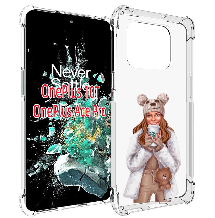 

Чехол MyPads Девушка-с-кофе-старбакс женский для OnePlus 10T, Прозрачный, Tocco