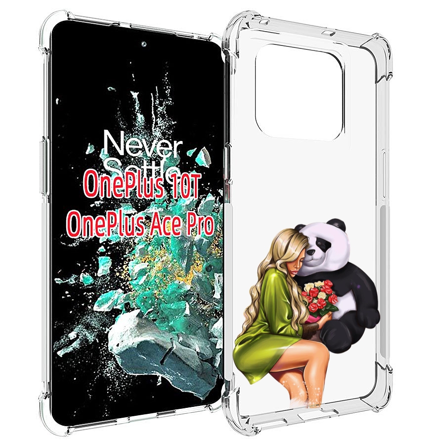 

Чехол MyPads Девушка-с-пандой-с-букетом женский для OnePlus 10T, Прозрачный, Tocco