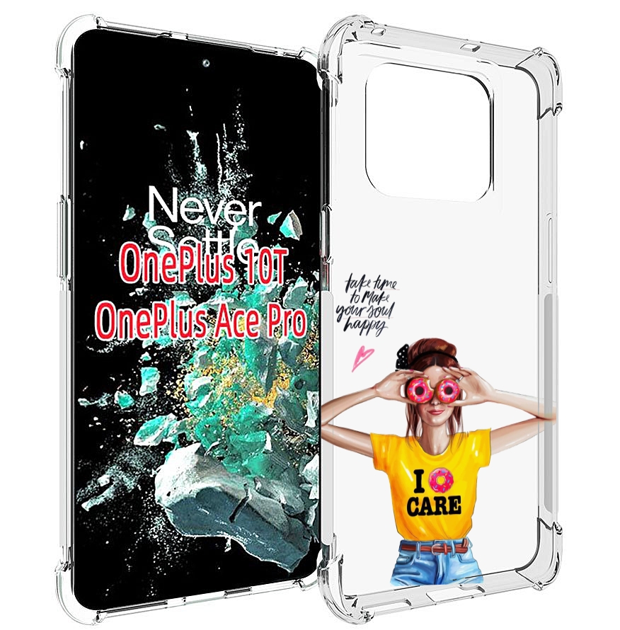 

Чехол MyPads Девушка-с-пончиками женский для OnePlus 10T, Прозрачный, Tocco