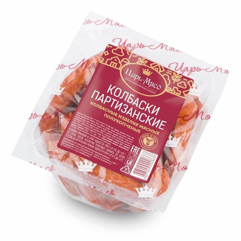 

Колбаски полукопченые Царь-Мясо Партизанские +-1 кг