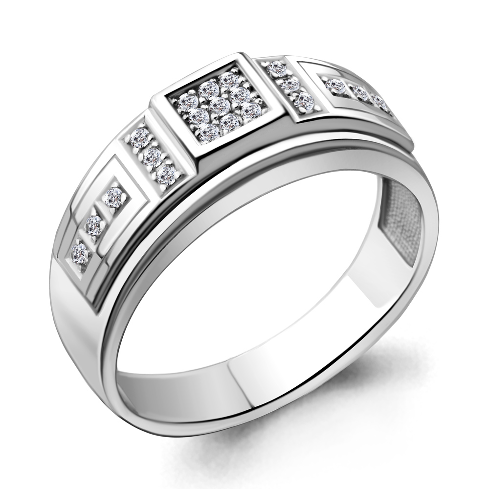 

Кольцо печатка из серебра с фианитом р. 21,5 Aquamarine 62065А_925_р, 62065А_925_р