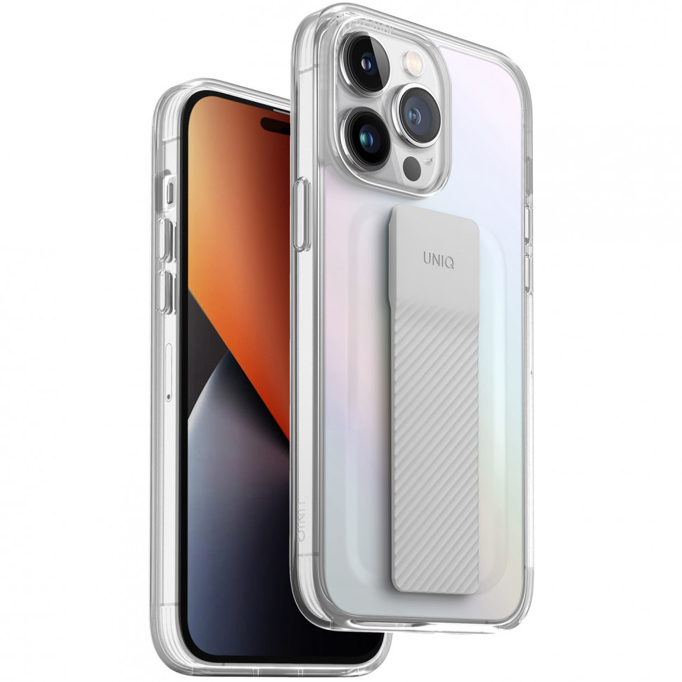 

Чехол uniq heldro mount + band для iphone 14 pro, iridescent (ip6.1p(2022)-helmird), Зеленый;голубой;фиолетовый, Heldro Mount + Band