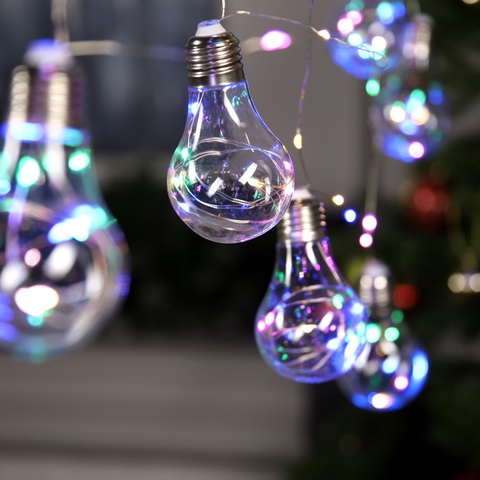 фото Гирлянда нить 3 м с насадками лампочки, ip20, прозрачная нить, 100 led, свечение мульти, 1 luazon lighting