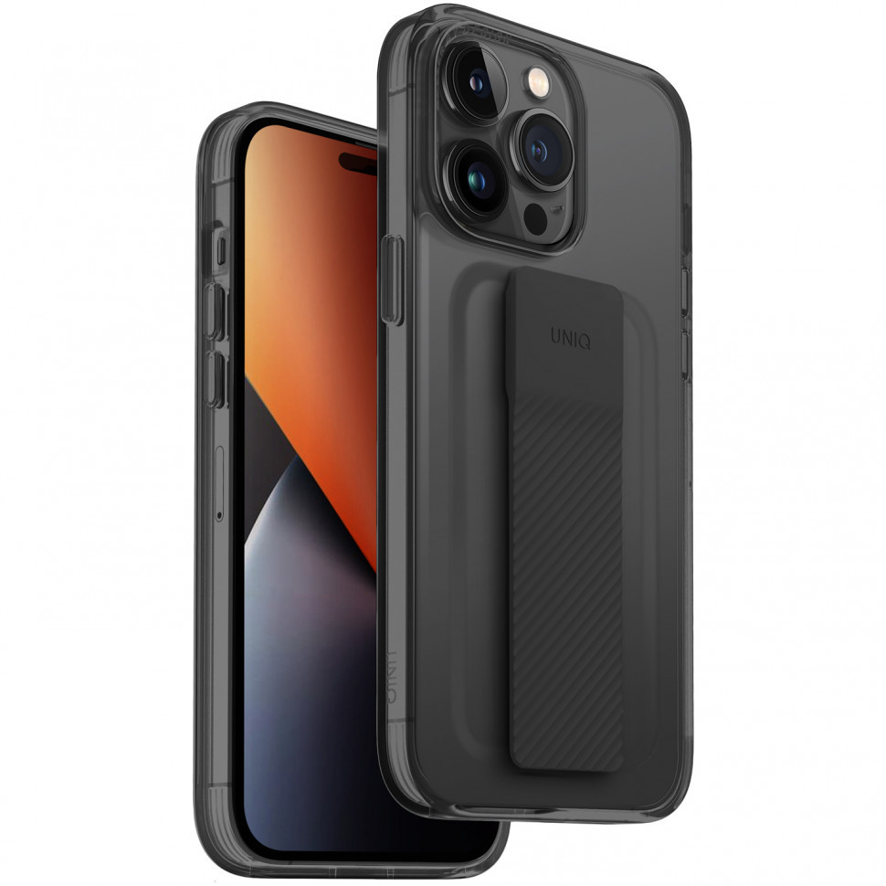 

Чехол uniq heldro mount + band для iphone 14 pro max, smoke (ip6.7pm(2022)-helmsmk), Черный, Heldro Mount + Band