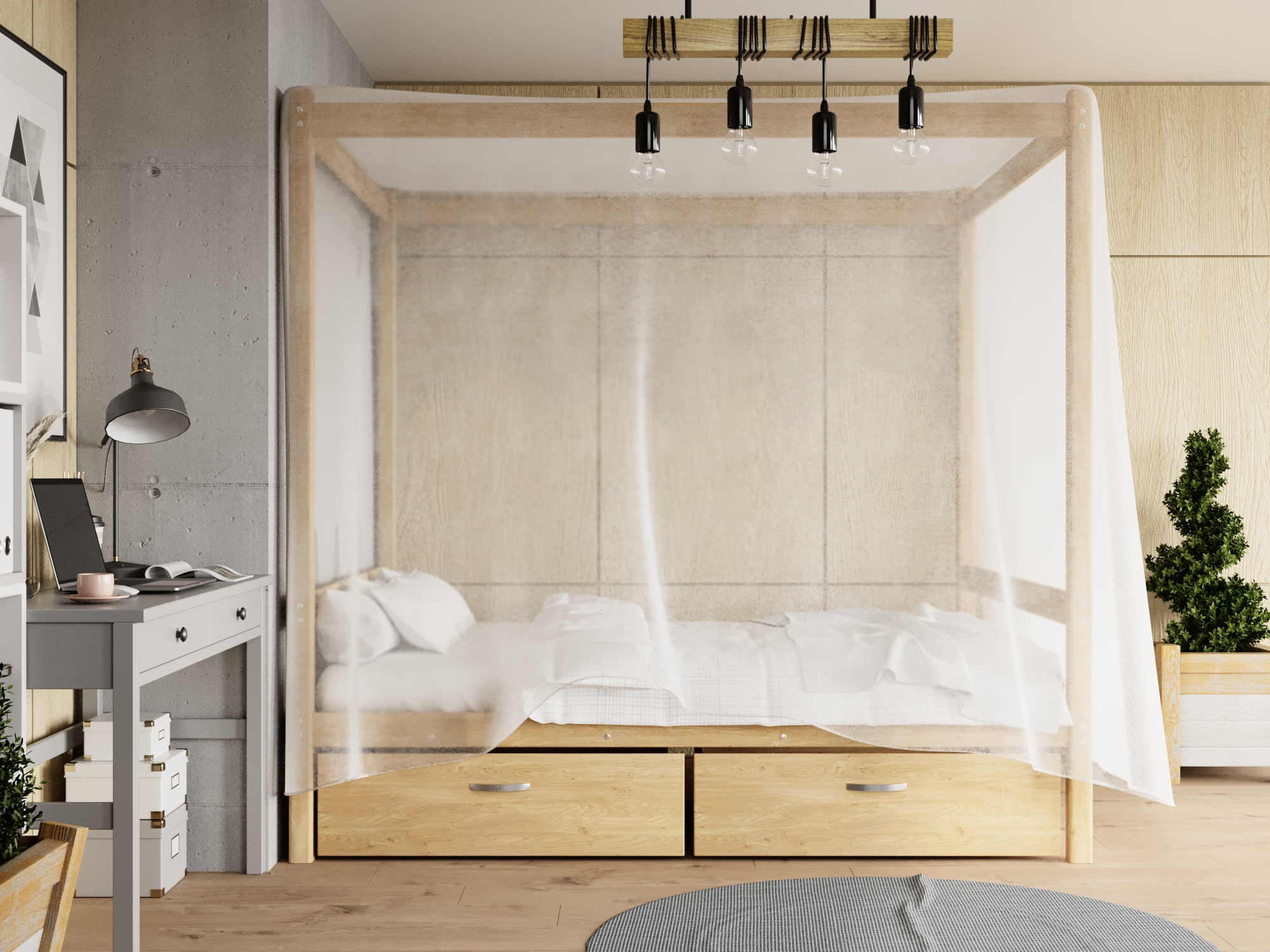 Кровать с балдахином Green Mebel Лео 80х190