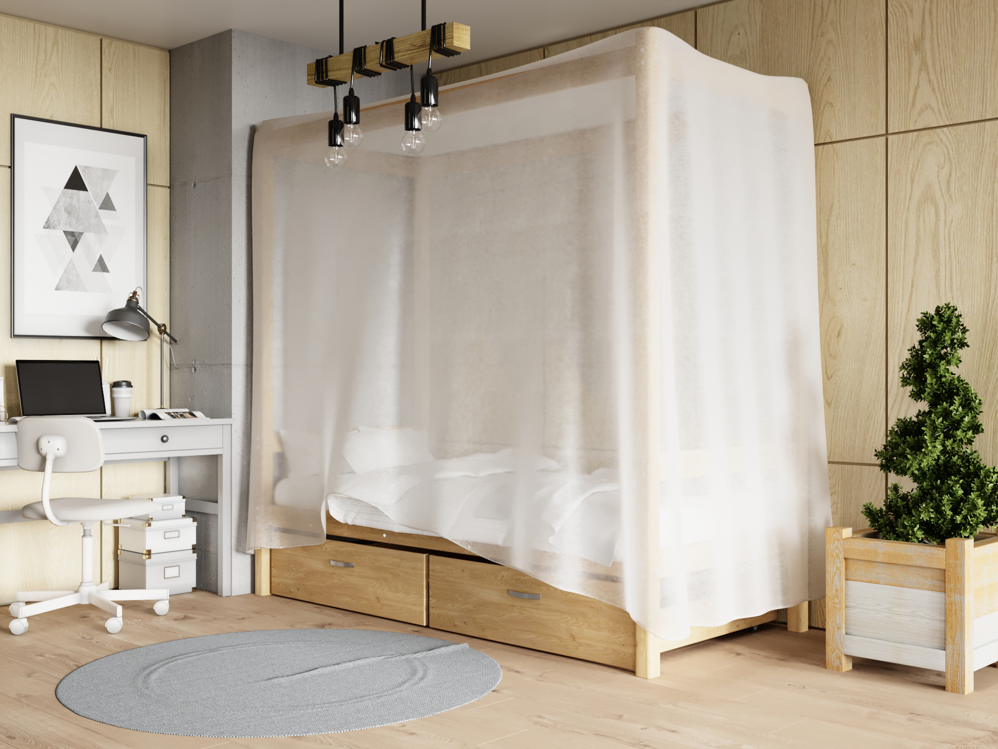 Кровать с балдахином Green Mebel Лео 80х200