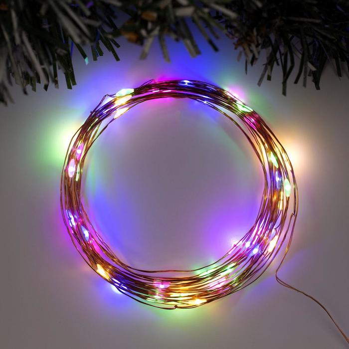 фото Гирлянда нить 5 м роса, ip20, медная нить, 50 led, свечение мульти, usb luazon lighting