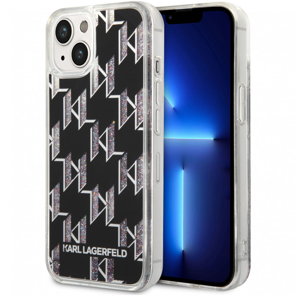 

Чехол Karl Lagerfeld liquid glitter monogram для iphone 14, черный, Liquid glitter Monogram Hard