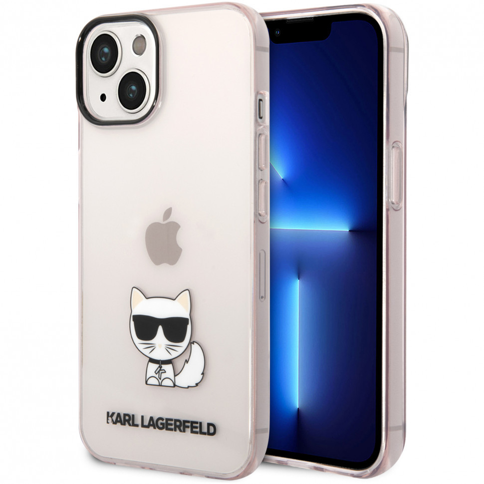 Чехол karl lagerfeld pc/tpu choupette body hard для iphone 14, розовый