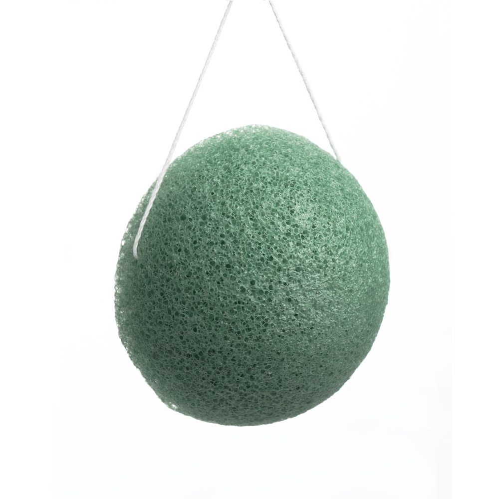 Спонж для очищения лица IRISK Конняку круглый, диаметр 70мм, высота 43мм, 04 Зеленый фигура совенок в шапке 15см