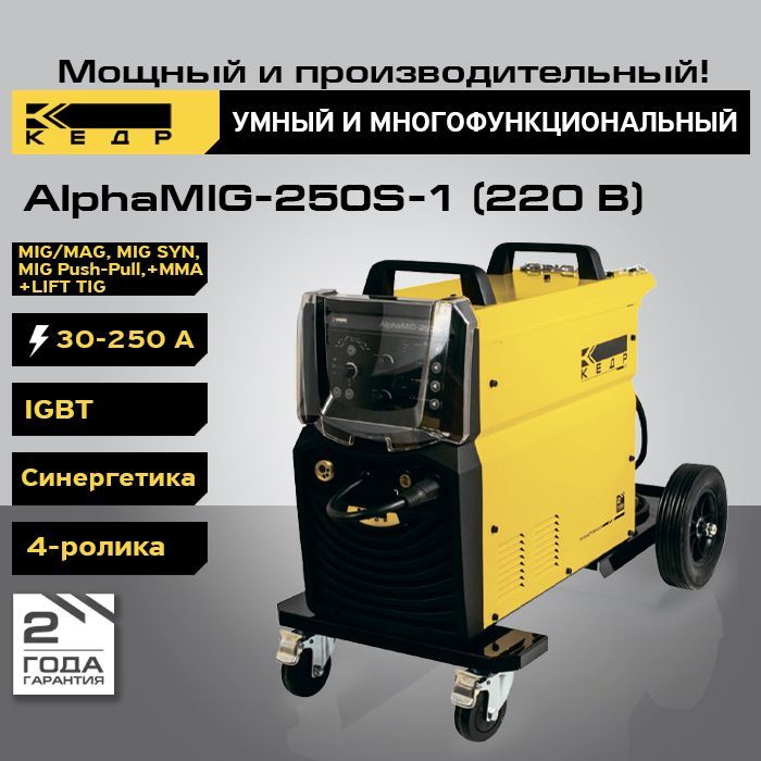 Сварочный инверторный полуавтомат КЕДР AlphaMIG-250S-1 30-250А, 220В 8011613