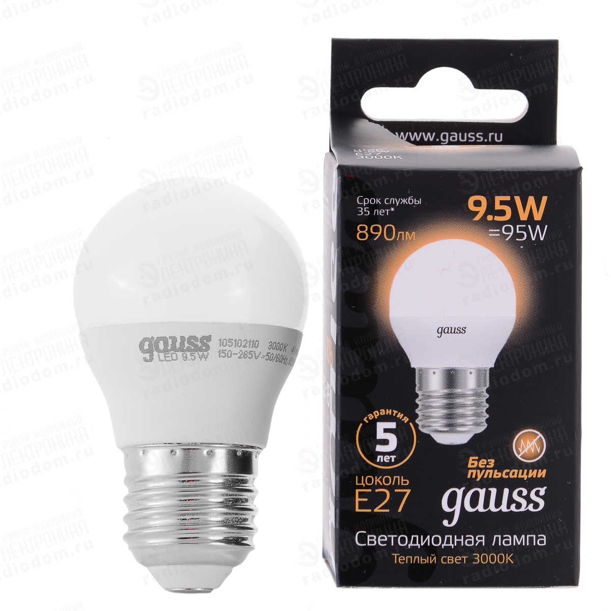 

Лампочка Gauss LED 10W E27 теплый свет 1200lm 2700K