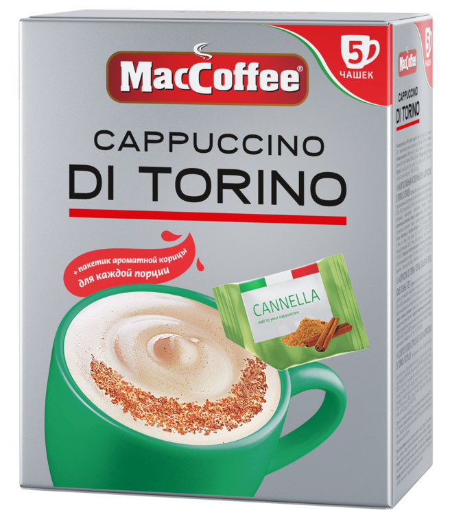 Кофейный напиток MacCoffee Cappuccino di Torino с корицей растворимый 25,5 г х 5 шт