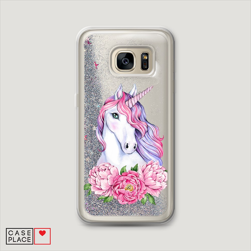 

Чехол Awog на Samsung Galaxy S7 "Единорог с пионами", Разноцветный, 24591-1