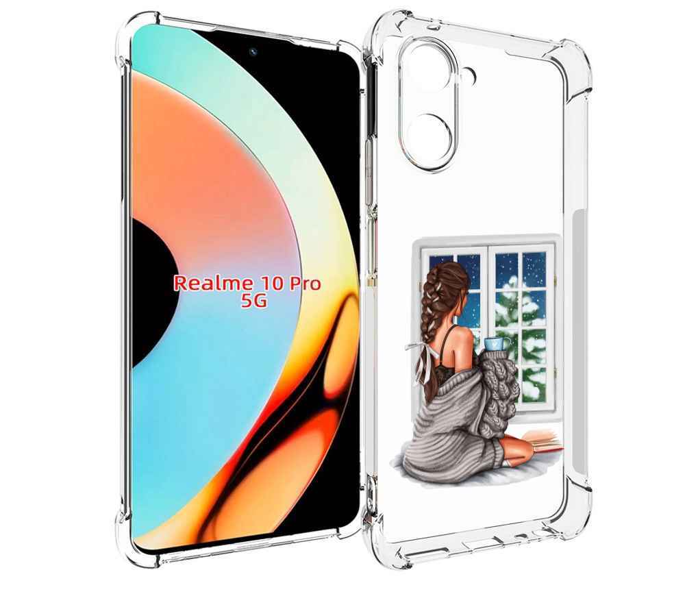 

Чехол бампер MyPads уютное-зимнее-окно женский для Realme 10 Pro..., Прозрачный, Tocco